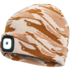 Zimná čiapka s LED svetlom, camouflage béžová