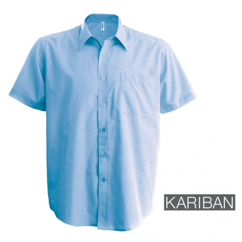 Pánska košela KARIBAN s krátkym rukávom, nebesky modrá