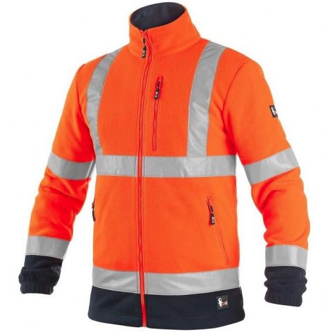 Výstražná bunda HI-VIS PRESTON, Fleece, Oranžovo-modrá