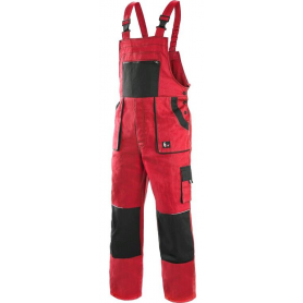 Pánske nohavice na traky CXS LUXY ROBIN, červeno-čierne