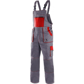 Pánske nohavice na traky CXS LUXY ROBIN, sivo-červené