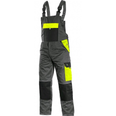 Pracovné nohavice CXS PHOENIX CRONOS na traky,sivo-žlté