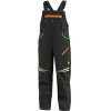 Detské montérkové nohavice na traky CXS GARFIELD, čierne s HV žlto-oranžovými doplnkami