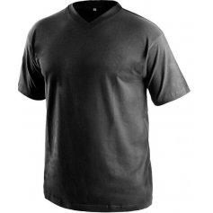 Tričko s krátkym rukávom DALTON, výstrih do V, čierne (DOPREDAJ)