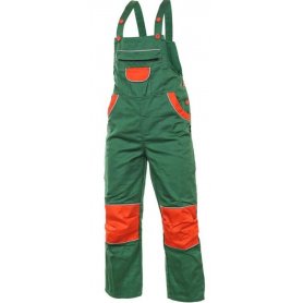 Detské nohavice na traky PINOCCHIO, zeleno-oranžové (DOPREDAJ)