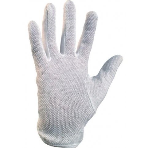 Textilné rukavice MAWA, s PVC terčíkami, biele s blistrom