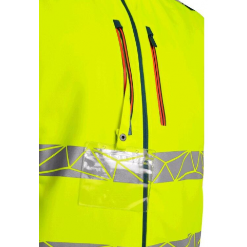 Pánska výstražná softshellová bunda CXS BEDFORD, HI-VIS, žlto-petrolejová
