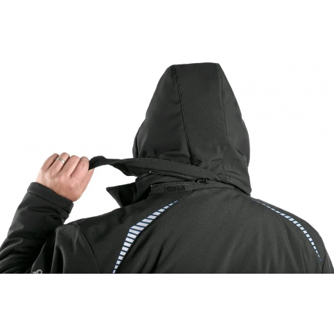 Pánska zimná softshellová bunda NORFOLK, čierna s HV modro/červenými doplnkami