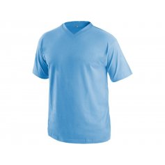 Tričko s krátkym rukávom DALTON, výstrih do V, svetlo-modré