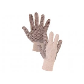 Textilné rukavice GABO s PVC terčíkami, biele, 10"