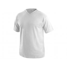 Tričko s krátkym rukávom DALTON, výstrih do V, biele (DOPREDAJ)