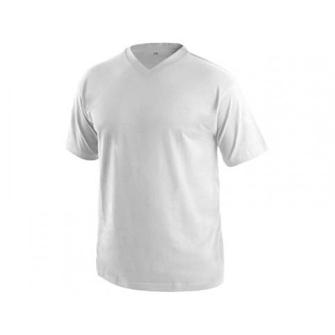 Tričko s krátkym rukávom DALTON, výstrih do V, biele