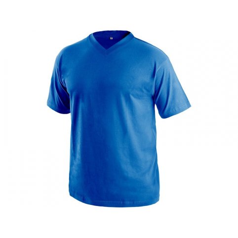 Tričko s krátkym rukávom DALTON, výstrih do V, tmavo-modré