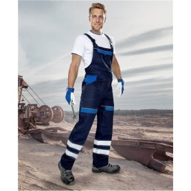 Monterkové nohavice COOL TREND REFLEX na traky, tm.modro-sv.modré